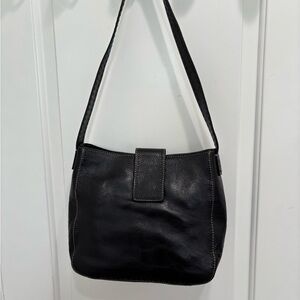Elegant Black Fossil Leather Shoulder Bag